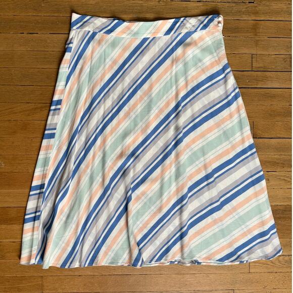 NWT LOFT Diagonal Pastel Stripe A-Like Midi Skirt Size 14 - Picture 1 of 3
